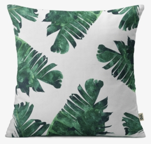 Dailyobjects Banana Leaf Watercolour 12" Cushion Cover - Palm Tree Leaves Background