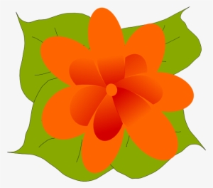 Orange Flower With Leaves Clip Art At Clker - Flower And Leaves Clipart