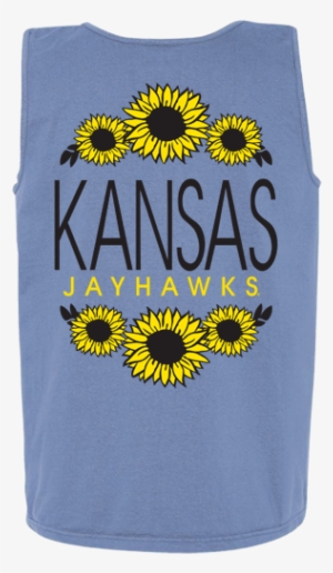 Kansas Jayhawks Sunflower Border Design Comfort Colors - University Of Kansas
