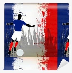 Football France, Vector Soccer Player Over A Grunged - French Menu Template