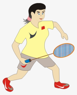 Badminton Player Girl - Cartoon