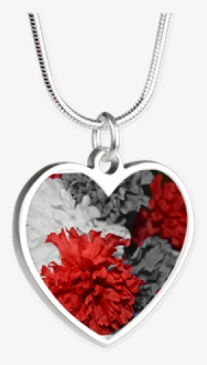 Color Splash Red Carnations Necklaces - Silver Heart Necklace Golden Sparkle Unicorn With Butterflies