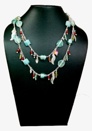 Glass Beads Charms Necklace - Chain