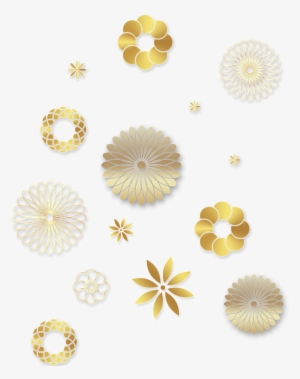 Golden Round Flower Decoration Transparent Decorative - Flower