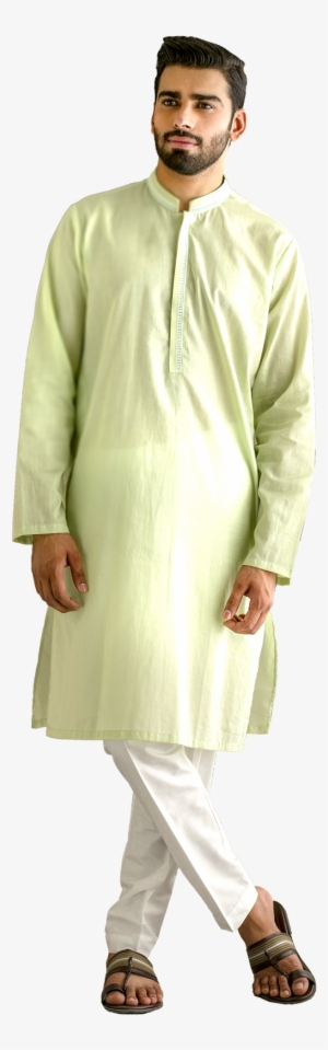 Light Green Chambrey Kurta & Pajama - Deepak Perwani
