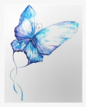 Blue Watercolor Butterfly Tattoo