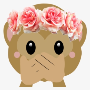 Monkey Emoji With Flower Crown Png Graphic Freeuse - Monkey Flower Crown Emoji