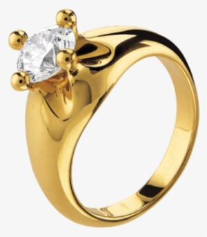 Corona 18 Kt Yellow Gold Solitaire Ring Set With A - Cincin Emas Bermata Satu