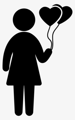 Woman Silhouette With Hearts Balloons Comments - Icon Woman Happy Png