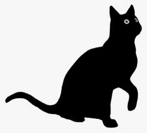 Drawn Black Cat Body - Cat Silhouette Looking Up