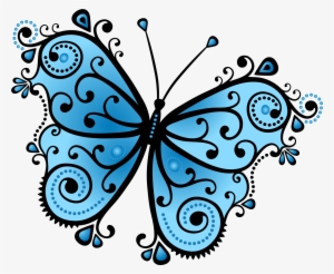 Butterfly Drawing Wallpaper - Blue Butterfly Design