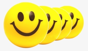 4 Stress Balls Included - Transparent Smiley Balls
