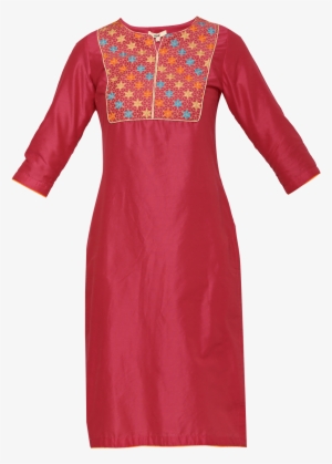 Abof Ethnic Pink Embroidered Regular Fit Kurta - Dress