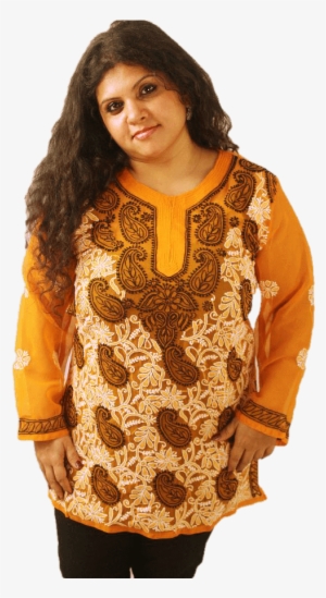 Lucknowi Short Kurti With Front Embroidery - Lucknow