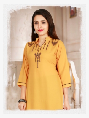 Indijoy Women's Rayon Straight Kurti With Embroidery-yellow - Formal Wear