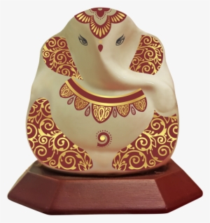 Diviniti Handcrafted Ceramic Off White And Red Ganesha - Ceramic