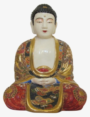 Antique Kinkozan Moriage Satsuma Japanese Meditating - Gautama Buddha
