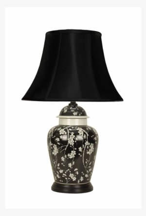 Elegant, Black, Hand Painted Temple Jar Ceramic Table - Daiyu Chinese Design Ceramic Table Lamp Oriel Lighting