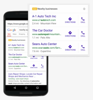 Google Adwords Three-pack Location Ads - Google Location Extension Mobile