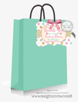 Mint, Gold, And Pink 1st Birthday Birthday Favor Tags - 40th Birthday Black Thank You Tag