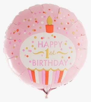 1st Birthday Pink Cupcake 18" - 18" 1st Birthday Cupcake Boy Balloon - Mylar Balloons