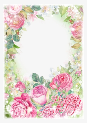 Vintage Style - Happy Birthday Pink Floral Frame