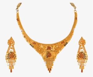 Gold Jewellery Online 22k Gold Necklace Jewellery Designs - Light Weight Gold Set