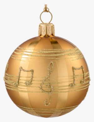 Christmas Bauble, Gold-coloured With Musical Notes, - Music Christmas Bauble