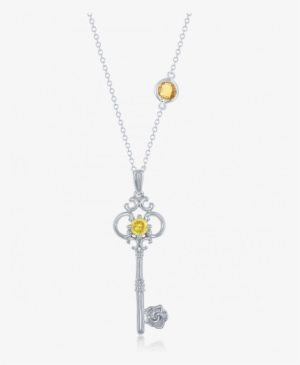 Enchanted Disney Key Pendant With 2 Stone Genuine Round - Enchanted Disney Belle's Key Citrine And Sterling Silver