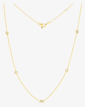 00 18k Yellow Gold Five Diamond Station Necklace - Jewellery