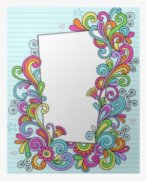 Psychedelic Notebook Doodles Frame Vector Poster • - Creative Borders And Frames