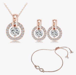 Jeminee Jewellery Simple Rose Gold Gift Set - 18k Rose Gold Plated Necklace/earring Sets