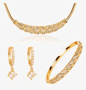 18k Gold Plated Austrian Crystal Woven Jewellery Set - Gold