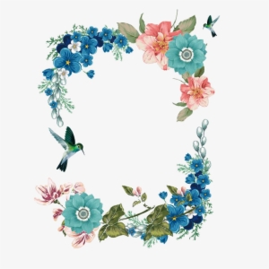 Turquoise Floral Border Png High-quality Image - Blue Floral Border Png