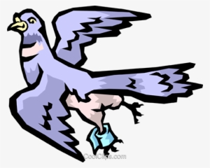 Messenger Pigeon Royalty Free Vector Clip Art Illustration - الحمام الزاجل يحمل رسالة