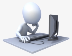 3d Man Working At Computer Learning Methods, E Learning, - 3d Man