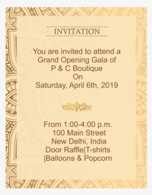 Ethnic Golden Border Portrait Invitation Card - Wedding Invitation