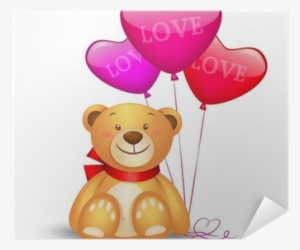 Cute Teddy Bear With In Heart Shape Balloons, Valentines - Cuori Con Palloncini Con Orsacchiotto