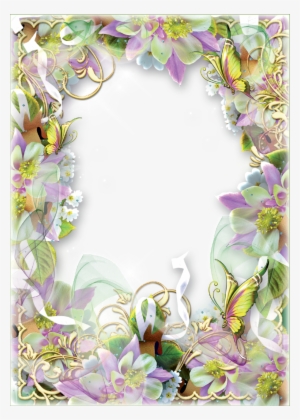 Photo Frame Spring Flowers And Butterflies - Рамка Весенние Цветы Png