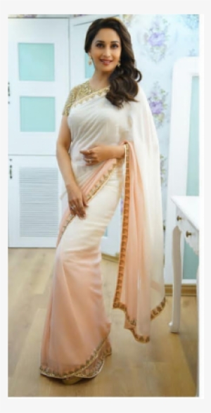 Madhuri Dixit Style Dust Pink & Ivory Shaded Saree - Pink Ivory