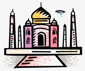 Vector Illustration Of Taj Mahal Marble Mausoleum On - Taj Mahal