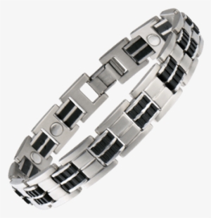 Executive Stainless/rubber Magnetic Mens Bracelet - Jewelry Rubber Png