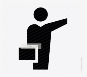 Vector Icon Of Male Person With Briefcase Taking Taxi - Man