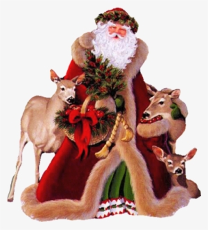 Santa Claus And Animals - Old Time Santa Claus