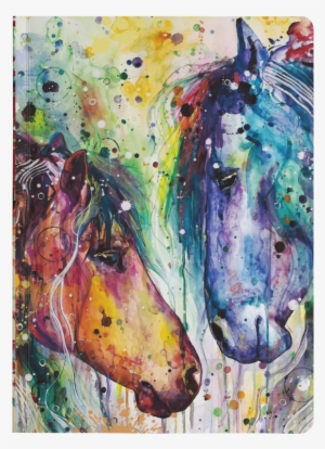 Two Horses Colorful Watercolor Painting Paperback Journals - Leinwand Pferde