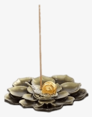 Incense Stick On Lotus Tray - Medoosky Brass Lotus Stick Incense Burner And Cone