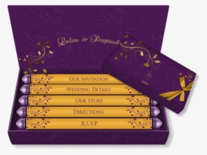 Purple And Saffron Colored Email Wedding Card Template - Scroll Indian Wedding Cards Designs