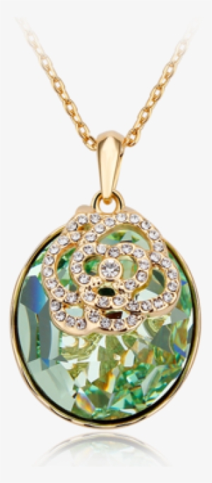 Diamond Circle Necklace Peridot Pendant Indian Antique - Necklace