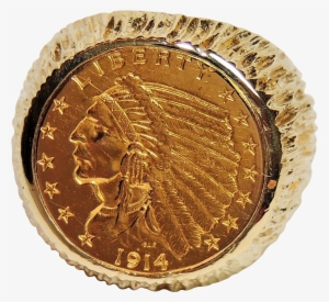 1914 D Indian Head Gold Coin Ring, 2 1/2 Dollars, 14k - Gold