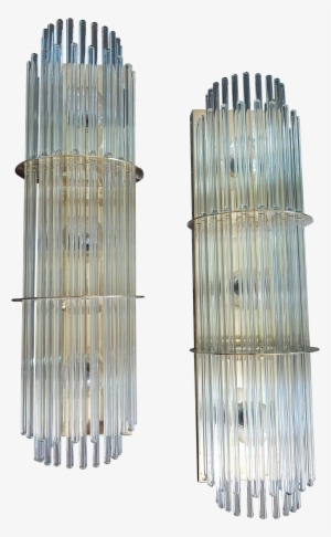 Glass Rod Wall Sconces Attributed To Sciolari For Lightolier - Glass
